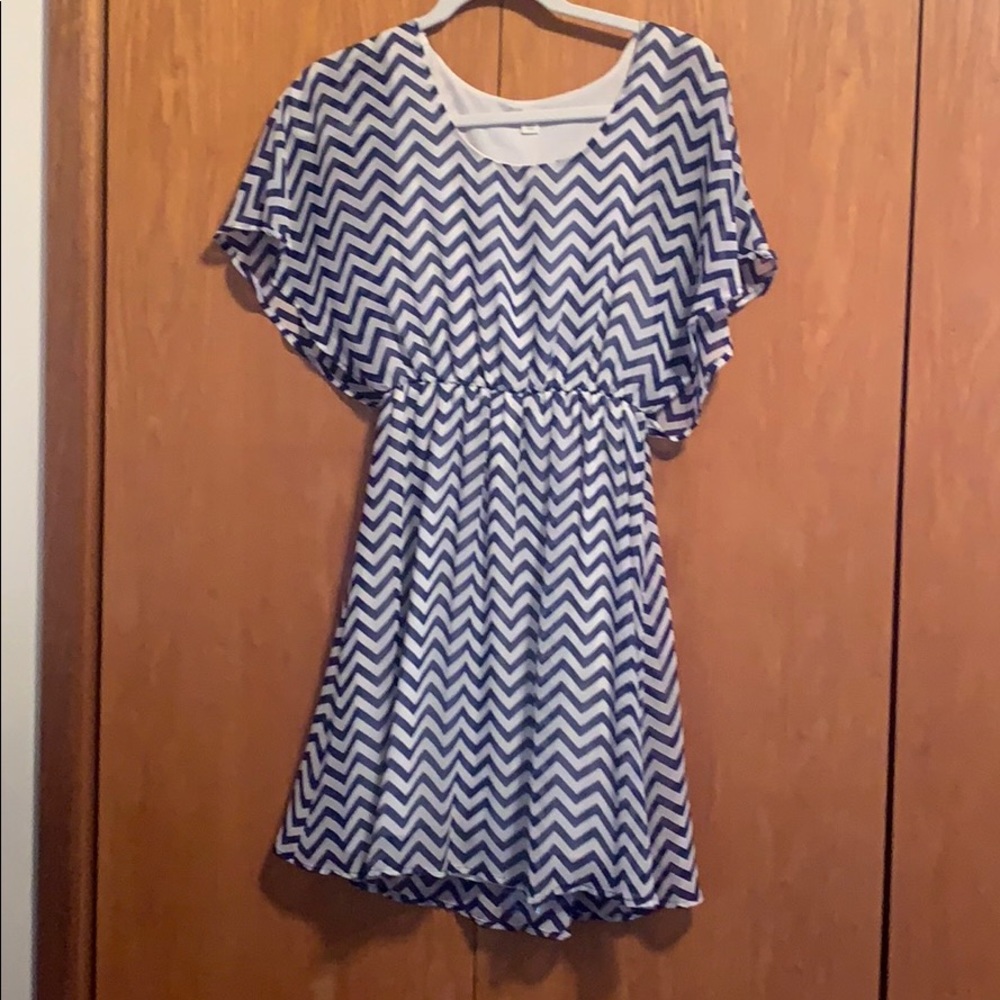 Navy Blue Striped Dress